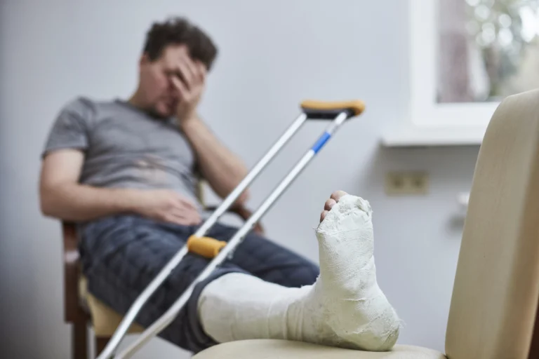 injured person with leg in a cast